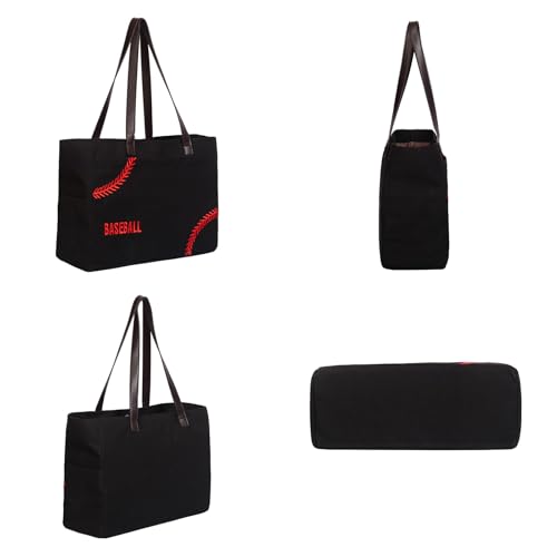 Bolsa Tote de Lona Baseball Mom Negro XL miniatura 5
