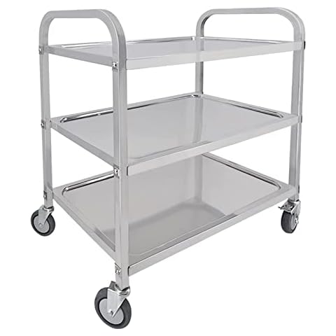 Carrito de Restaurante de Acero Inoxidable MOOTAOCO con 3 Estantes y 4 Ruedas Cover