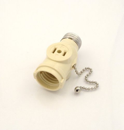 Flash Deals - 40% OFF Leviton 1406-I 660 Watt, 125 Volt, Two Outlet with Pull Chain Socket Adapter, Ivory