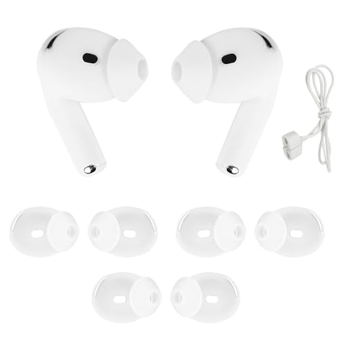 Adhiper 3 Pairs Ear Tips Ear Hooks for AirPods 4 Noise Cancelling Earbuds[Added 1Earbuds Anti-Lost Straps] Anti-Slip Ear Hooks Earbuds AccessoriesWhite