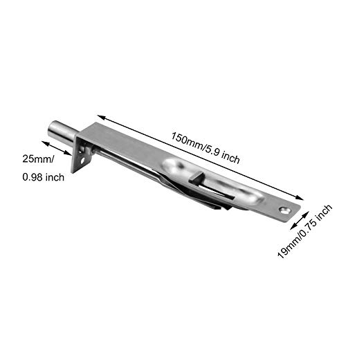 TOGU 6" Solid Stainless Steel Lever Action Flush Bolt,Concealed Security Door Lock For Composite Doors,French Doors,Wood Doors,Double Doors,Dummy Doors,Brush Stainless Steel Finish - Image 2