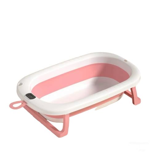 Image of Foldable Baby Bath Tub for Newborn to 5 Years | Portable Infant & Toddler Bathtub with Non-Slip Base & Drain Plug | Space Saving Baby Bath (Pink)