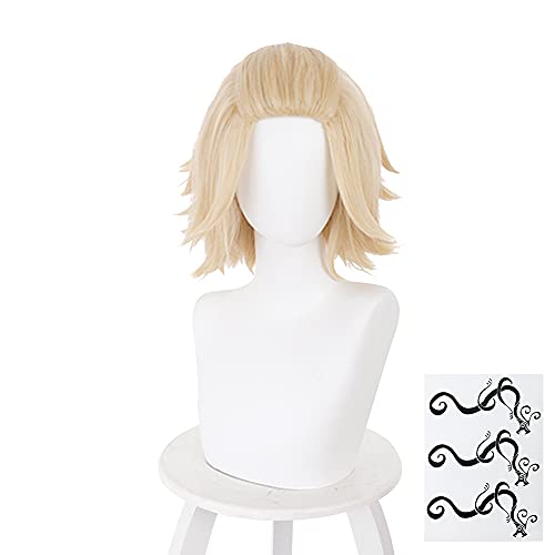 Sano Manjirō Wig Anime Cosplay Wig Short Heat Resistant Synthetic Hair Carnival Halloween Props with Free 3pcs Sticker and Wig Cap