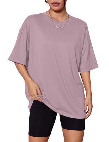 1/5 Pack Womens Oversized T Shirts Crew Neck Loose Fit Short Sleeve Tshirts Summer Workout Plus Size Tee Tops3