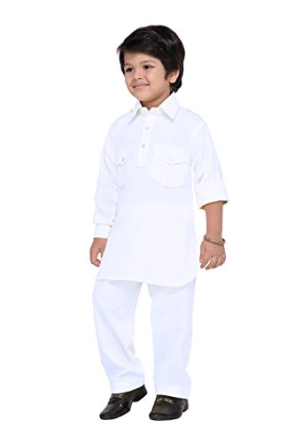 Image of AJ DEZINES Pathani Suit For Kids Boys | Boys Kurta Set | Traditional Party & Ethnic Wear | Kids Kurta Pyjama Set | Solid Cotton Kurta Pajama | Wedding & Festive Outfit - Regular Fit