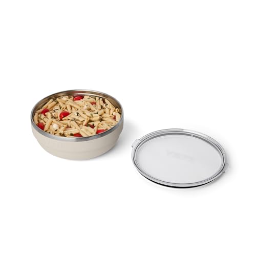 Image of YETI Rambler Low Bowl, Vacuum Insulated, Stackable and Nestable Stainless Steel Bowl with Lid, 3.6 Quart, Cape Taupe