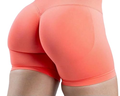 UEBHERV Biker Shorts Fitness Leggings Gym Tight Running Pants Seamless Impact Womens Yoga Shorts-A-Orange-M