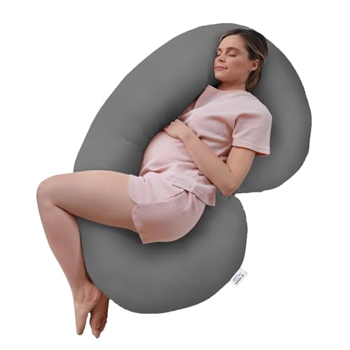 Image of GADDA CO Pregnancy Pillows for Sleeping C-Shape Full Body Pillow and Maternity Support - for Back, HIPS, Legs, Belly for Pregnant Women with Removable Washable Velvet Cover (Grey)