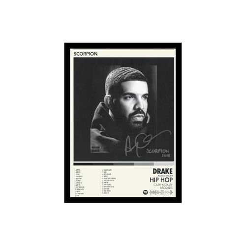 Image of BLINKART Drake - Scorpion Wall Photo Frames | Wall Art for Bedroom, Living Room, Studio or Office | Album Cover Print with Spotify Song Link QR Code | Gift for Fans - 8x12 In