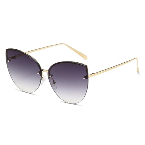 Lunettes de soleil oeil de chat sans monture et en métal gris dégradé