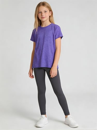 JORHIG 5 Pack Girls Shirts Athletic Dry-Fit T-Shirts Short Sleeve Summer Crew Neck Tops for Girls Kids Teens Set G 9-10Y — view 3