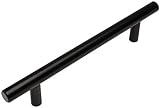 Cosmas 10 Pack 305-128FB Flat Black Cabinet Hardware Euro Style Bar Handle Pull - 5' Inch (128mm) Hole Centers, 7-3/8' Overall Length