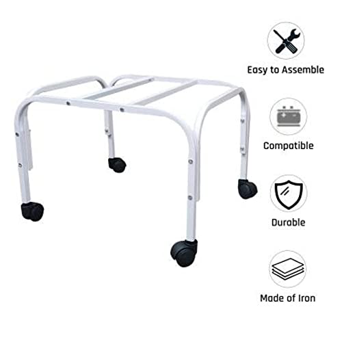 Image of Mumma's LIFE Heavy-Duty Cooler Stand with Wheels | Metal Trolley for Home & Outdoor | Rust-Resistant White Finish | 4 Wheels (Non-Locking) | 100kg Load Capacity | Cooler Movable Stand (White)