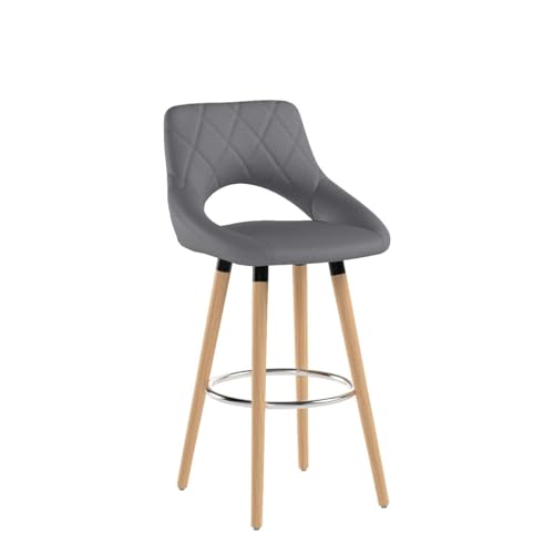 WOLTU Barhocker 2er Set, Barstuhl Küchenhocker Thekenhocker, Hocker mit Rückenlehne Fußstütze, aus Holz Leinen, für Bar Küche Theke Restaurant Café, Dunkelgrau, BH111dgr-2 – Bild 6