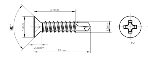 3.9mm x 25mm Black Self Drilling Countersunk Screws Flat Head Carbon Steel Self Tapping Screws for Metal Sheets Roofing Windows (Pack of 50) X07BC - Image 2