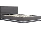  Habitat et Jardin - Lit Double LED Anastasia en Simili Gris Foncé avec Coffre Rangements 140 x 190 cm  Cadre de Lit 2 Places Design  Sommier à Lattes et Tête de Lit Inclus