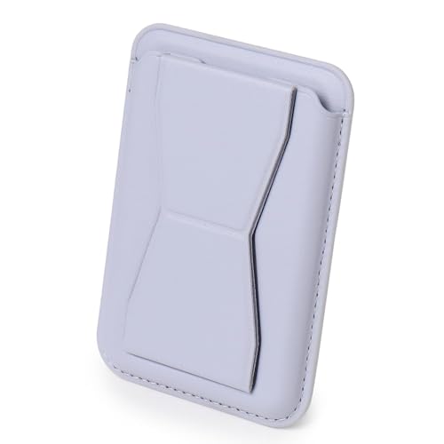 Image of Stealodeal MagSafe Magnetic Card Holder with Stand for iPhone | 2-in-1 Wallet & Mobile Stand | Strong Magnetic Grip | Ultra-Slim PU Leather Finish | Secure Card Storage (Color-Light Purple)