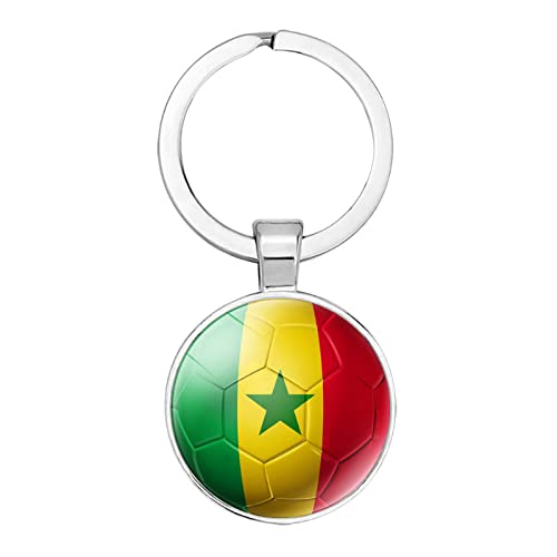 Bodmind Porte-Clés Flag Touches,Étoile Verte Sénégal Drapeau Art Football Modèle Sac De Voiture Portefeuille Ornements Accessoire D’Artisanat pour Décoration Cabochon Pendentif Cadeaux Suspendus B