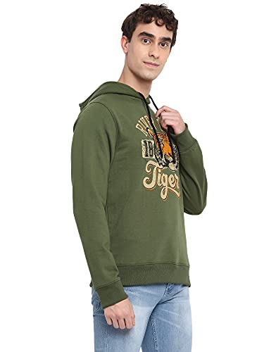 Image of Deniklo Men Polyester Fleece Printed Sweatshirt with Hoodie