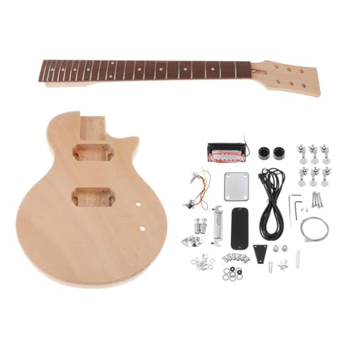 KTUXZCI Kit de Guitarra eléctrica DIY sin terminar con Accesorios completos con Cuerpo de Caoba y diapasón de Palisandro, Esencial para los entusiastas de