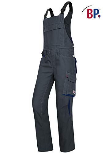 BP 1798-720-56-58s Latzhose, Stretch-Hosenträger mit Clipbefestigungen, 305,00 g/m² Verstärkte Baumwolle, anthrazit/nachtblau, 58s