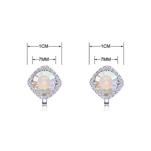 Yoqucol 7Mm Ab Color Cubic Zirconia Crystal Clip On Square Non Pierced Stud Earrings For Women Girls #TOP7