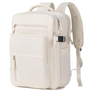 Mochila de Viagem Expansivel Avião Grande Feminina,Mochila Executiva Masculina Impermeável Reforçada para Notebook,Casual Esportes Hiking Escola Presente (Bege)