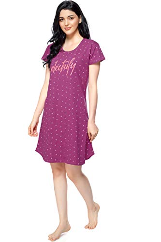 Image of ZEYO Women's Cotton Night Dress Flash Printed Knee Length Night Gown 5314