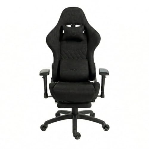 Cadeira Gamer Husky Tempest 4D, Até 145kg, Braços 4D, Almofadas, Reclinável 150º, Tecido, Descanso para Pés, Preta Tecido - HCG700PTT4D