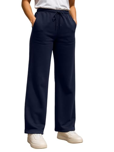 Image of JUNEBERRY Wide Leg Track Pants for Women & Girls (Pure Cotton, Bootcut, Regular Fit, High Rise Trouser, Drawstring, Available in Black, Brown, Navy, Olive Green, Lilac, Beige)