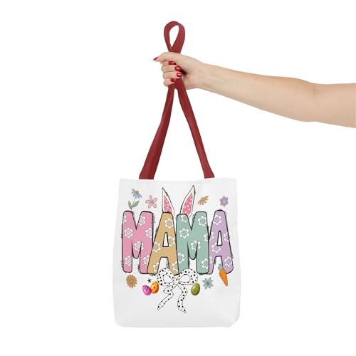 Christian Easter Day Mama Bunny Coquette Tote Bag for Women Casual Reusable Shoulder Shopping Grocery Bags for Mother's Day4