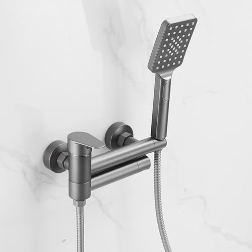 Mitigeur de douche mural gris à levier unique avec colonne de douche à 4 jets intégrés