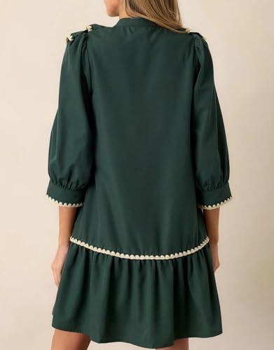 Women's Ruffle Mini Dress Short Sleeve Button Down Cute Babydoll Tiered Dress4