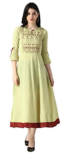 Image of OM SAI LATEST CREATION Women's Ruby Rayon Foil Printed Long Anarkali Kurti
