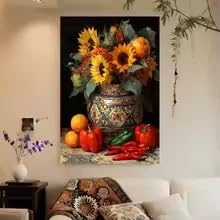 Toile imprimée vase pour raviver un mur blanc, style mexicain 40x60cm