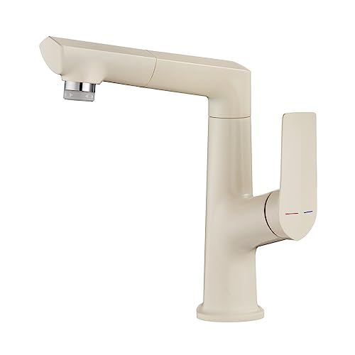 Mitigeur de salle de bain haut de gamme avec bec extractible et finition élégante sur pont