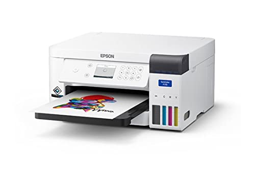 Epson F170 Cartridge-Free eco Supertank Sublimation Color Printer Starter Bundle. Free Mini Iron Heat Press Machine, 8.5"x 11" 10 Sheets Free Sublimation Paper and 1 Heat Resistant Tape.