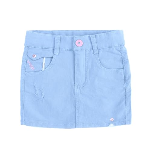 Image of ABALACOCO Jean Skirt for Girls 2Pack Denim Mini Skirt Shorts A-Line Kids Dress,Stretchy Waist Cotton Soft Button Wear 3-14T