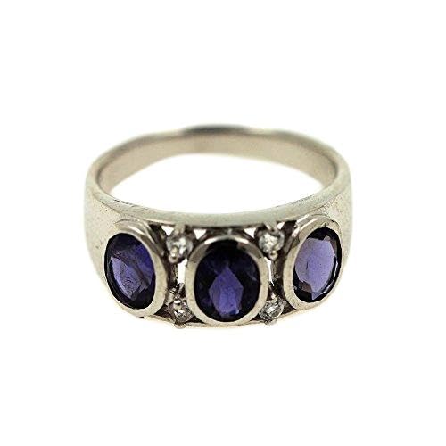 Bague iolite et topaze blanche en argent 925 véritable pour femme