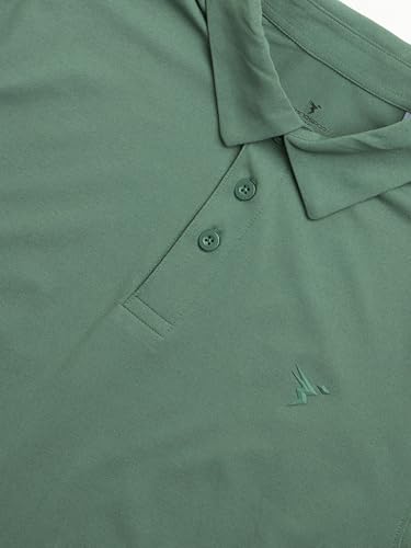 Image of TECHNOSPORT Men's Solid Slim Fit Polo Collar T-Shirt COTFLEX Half Sleeve Button Polyester for Gym Running Workout UPF50+ Anti Odour