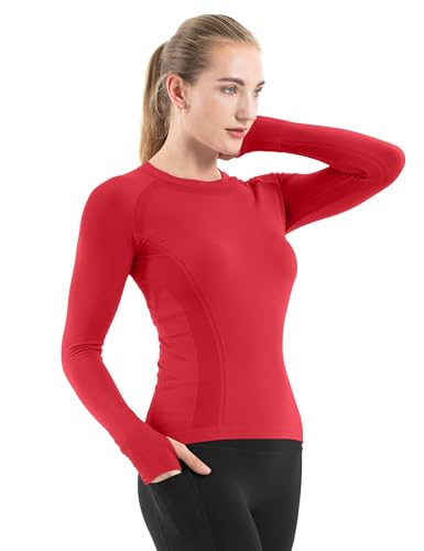 Image of MathCat Seamless Workout Shirts for Women Long Sleeve Yoga Tops Sports Running Shirt Breathable Athletic Top Slim Fit XS-XL