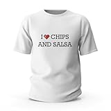 Camisetas divertidas para mujer con texto en inglés 'I Love Chips and Salsa', camisetas divertidas para hombre, Color, XL