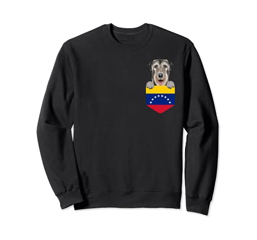 Venezuela Flag Irish Wolfhound Dog In Pocket Sweatshirt, Black