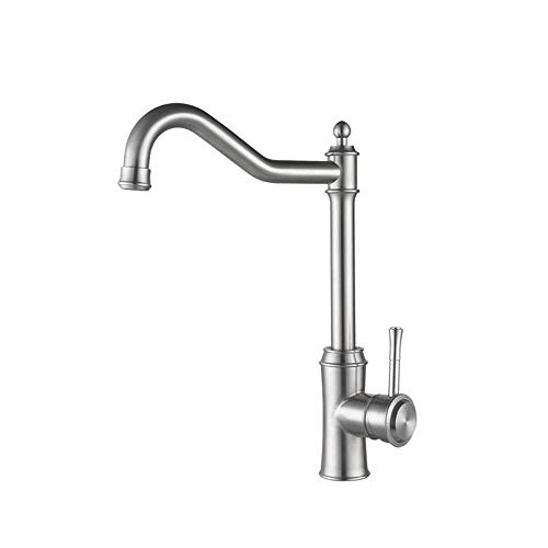IEOWY Grifo Mezclador de Cocina de Acero Inoxidable 304, Estilo Europeo, Antiguo, Giratorio, para Lavabo, Agua fría y Caliente.