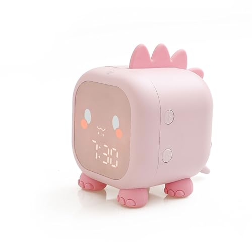 WEYIMVTO Reloj Despertador Digital LED Fecha, Brillo automático, Volumen Ajustable, 12/24 h, configuración Sencilla y función de luz Nocturna for Dormitorio y Sala de Estar.(Pink)
