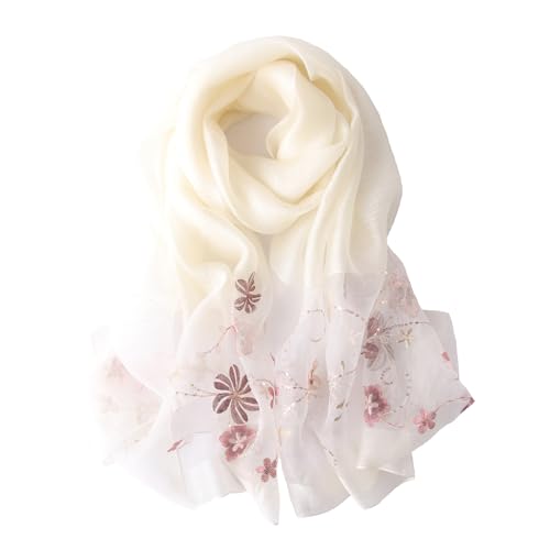Silk Wool Scarf Elegant Soft Scarf Shawls and Wraps for Weddings Embroidered silk scarf Shade Scarves for Women