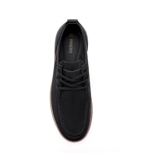 Image of Rihero Mens Casual Shoes Wide Loafers Comfortable Walking Slip On Lightweight Breathable Lace Up Shoes