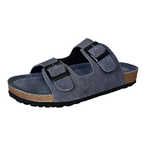 Image of Men Suede Leather Sandals | Cushioned Footbed | Comfortable | Casual Slip-on Slippers