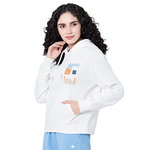 Image of Mode By Red Tape Women's Off White Graphic Print Hoodie