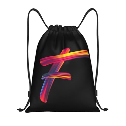 Pazacon Mochila esportiva com cordão para academia feminina e masculina, Letra F, S-16.9'*14', Personalizada